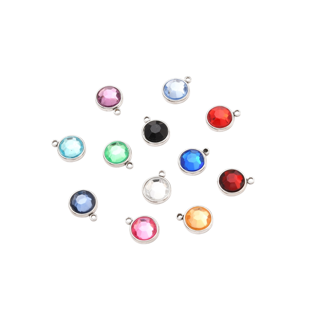Silver Round Glass Charm | Assorted