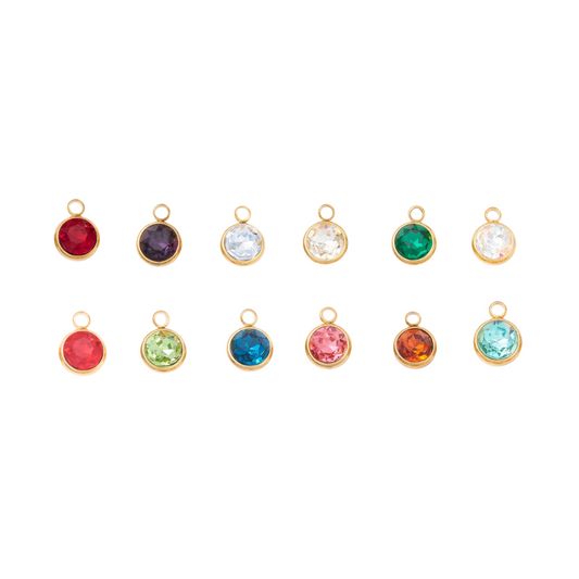 Gold Round Glass Birthstone Set of 12