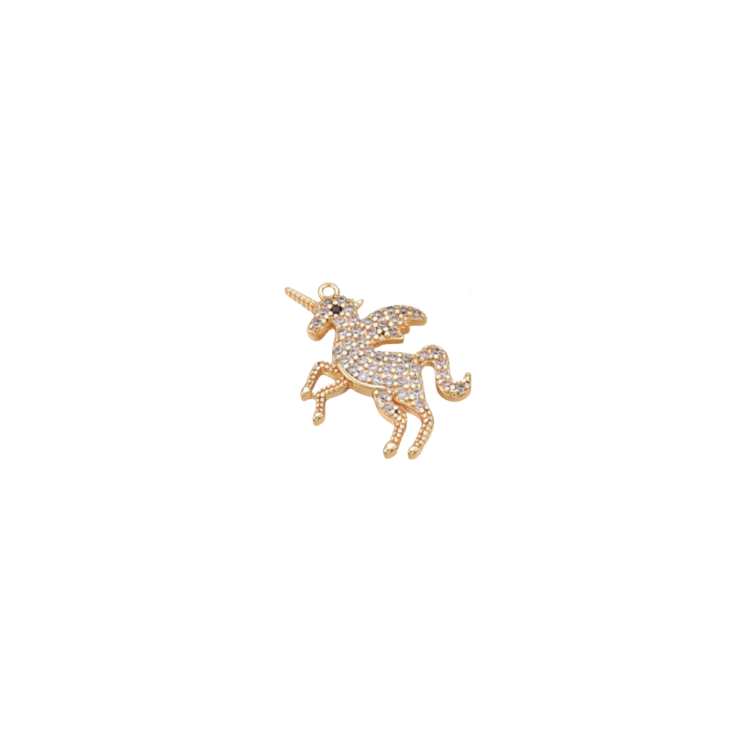Front of Gold Rhinestone Unicorn Charm