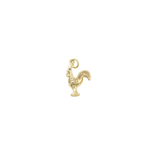 Front view of the Gold Rooster Charm