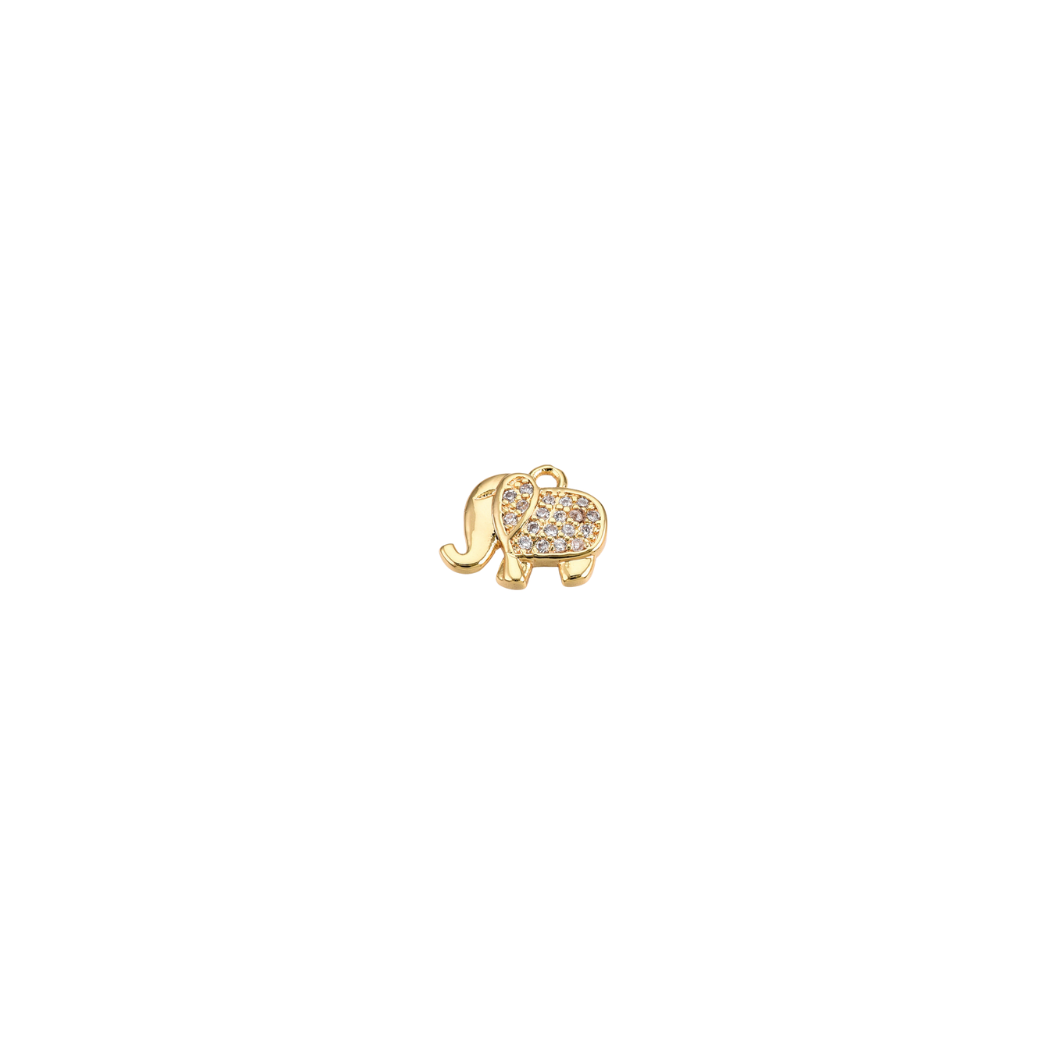 Front view of the Gold Micro Pave Cubic Zirconia Elephant Charm
