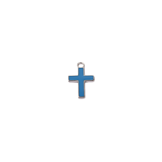 Front of Silver Color Cross Charms | Assorted in Dark Blue 