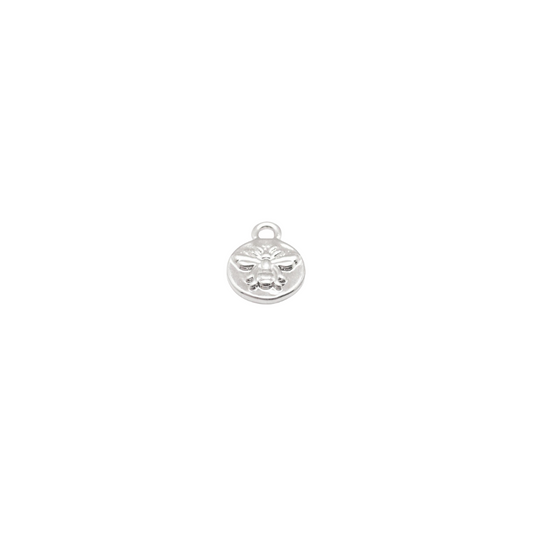 Front view of the Silver Round Bee Charm