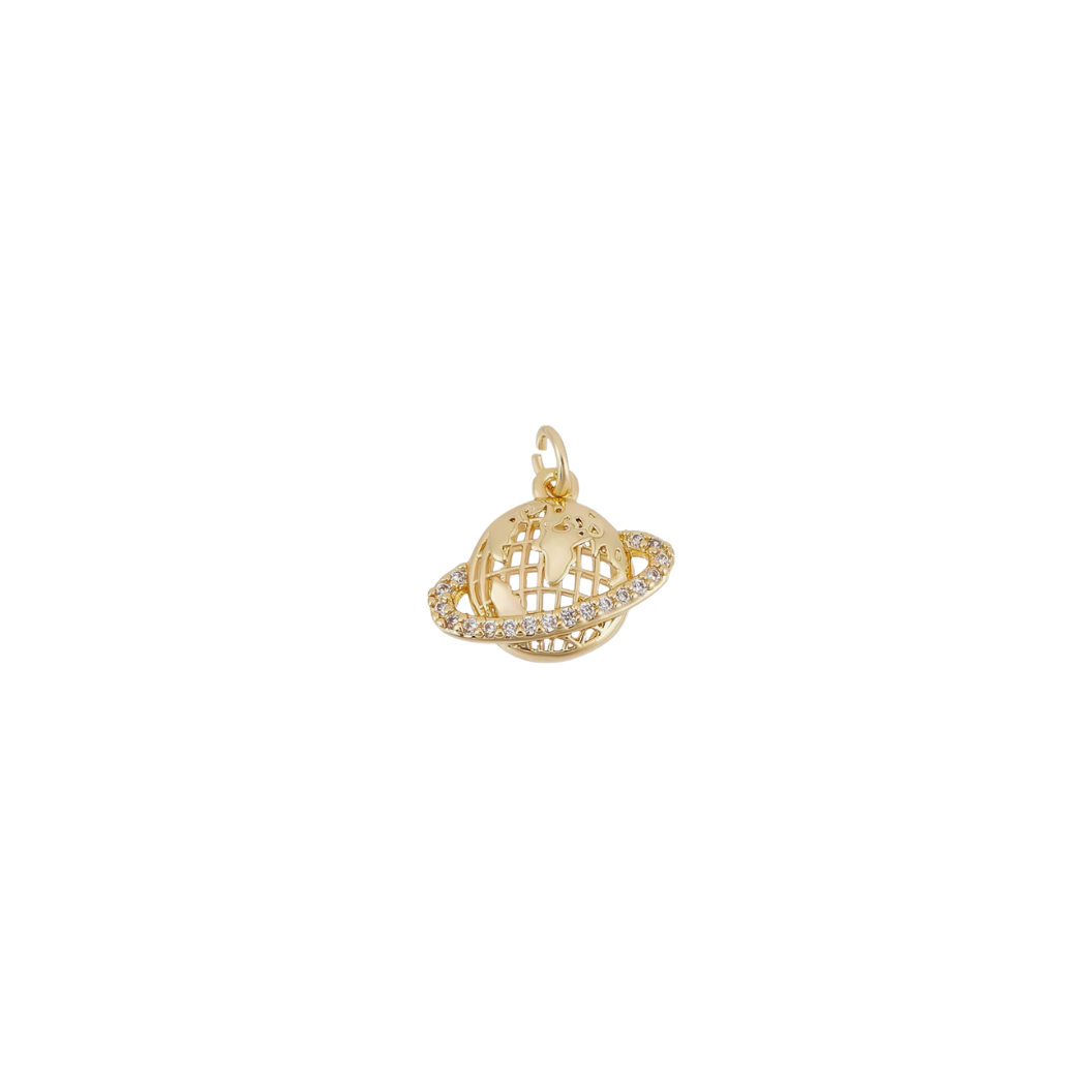 Transparent Gold Pave Halo Globe Charm