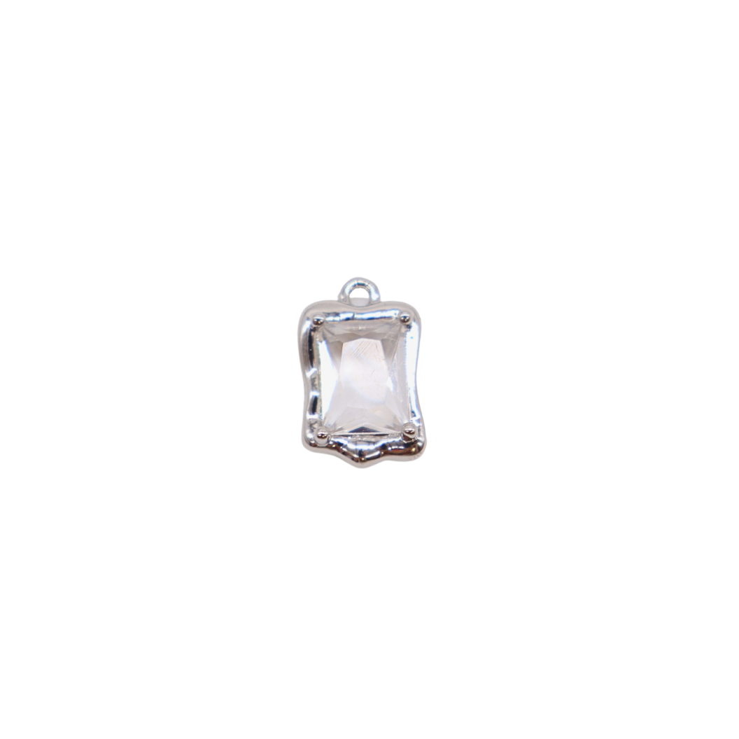 Front of the Silver Mirror Glass Frame Charm