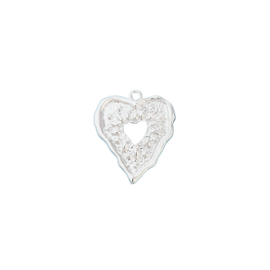 Front of Silver Embossed Heart Charm