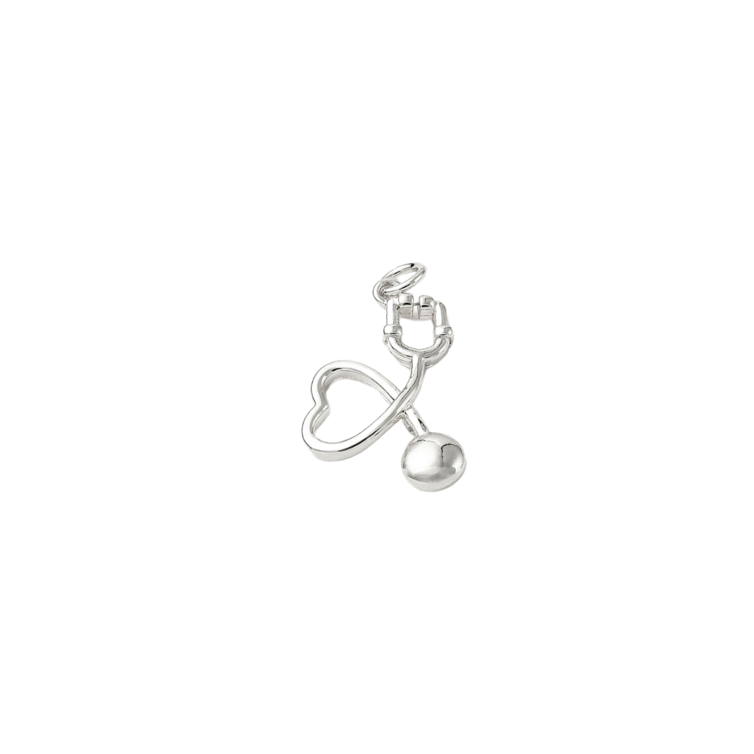Front of Silver Heart Stethoscope Charm