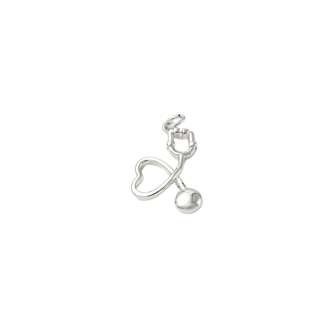 Transparent view of Silver Heart Stethoscope Charm