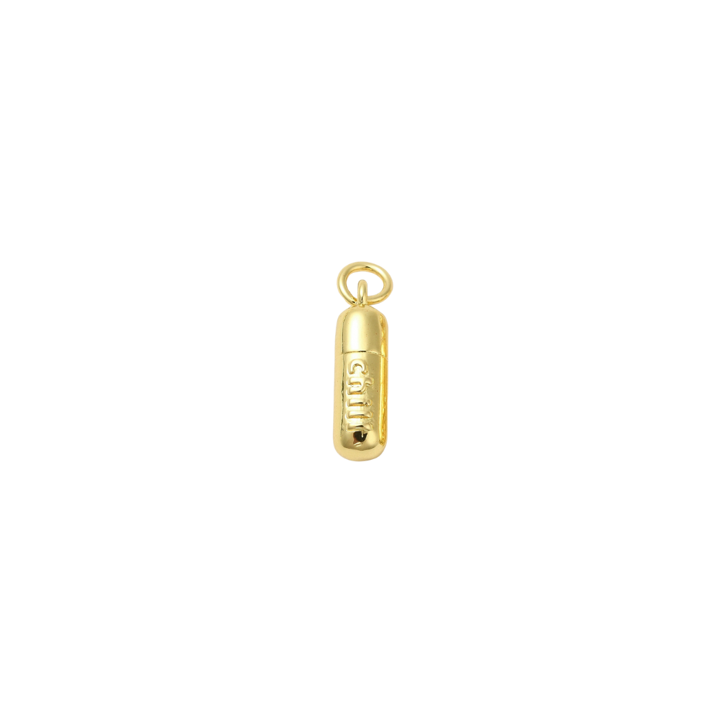 Front of Gold Chill Pill Charm