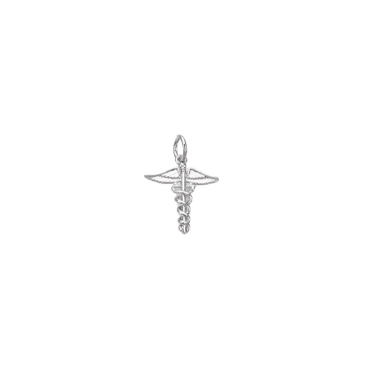 Front of Silver Caduceus Symbol Charm