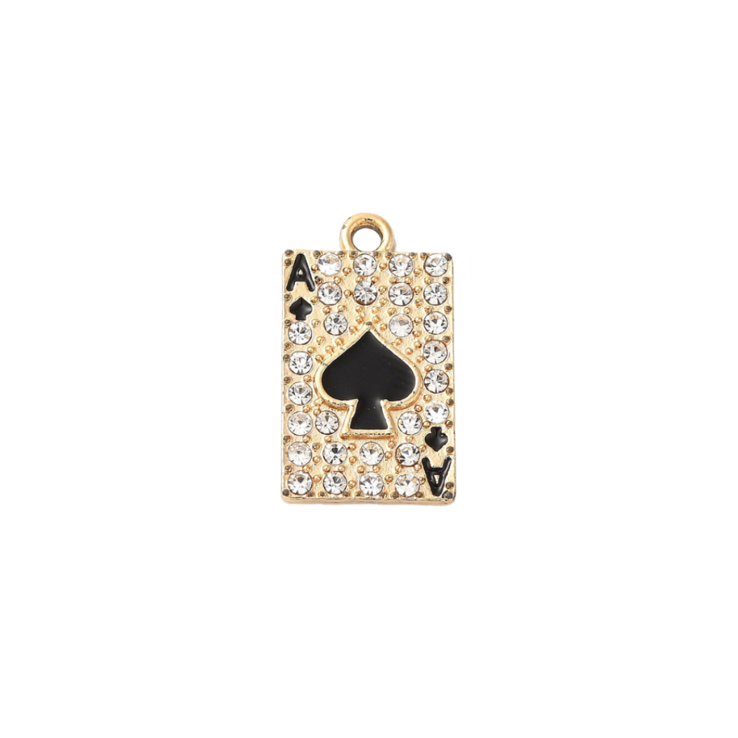 Gold Ace of Spades Card Charm