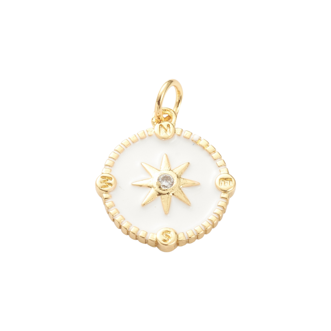 Transparent Gold North Star Compass Pave' Charm
