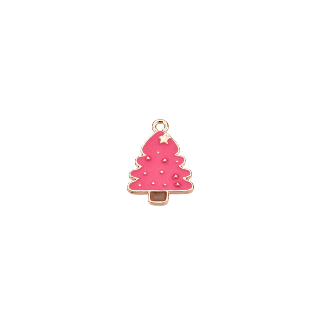 Gold Pink Stardust Christmas Tree Charm