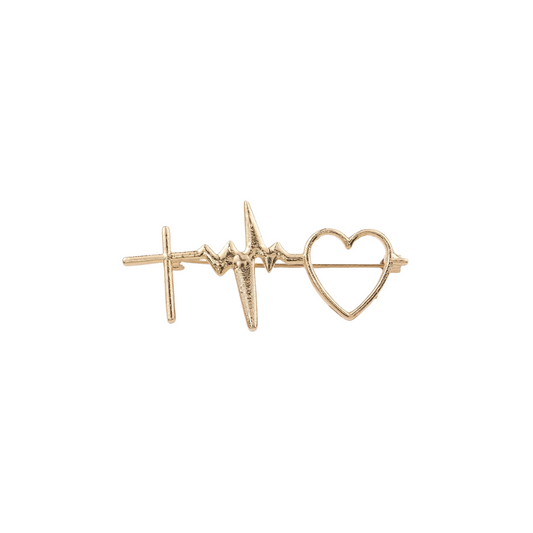Gold Heartbeat of Faith Pin