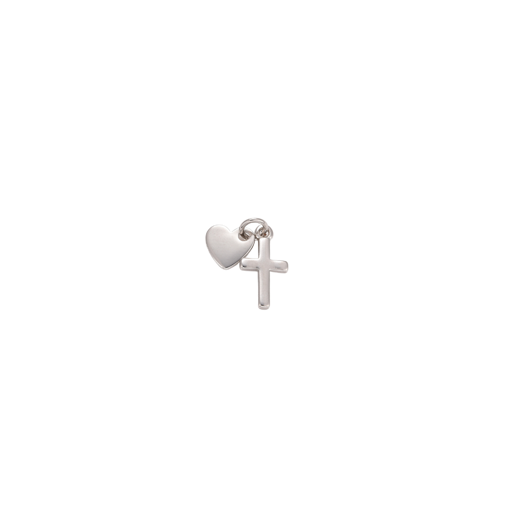 Silver Heart and Cross Charm
