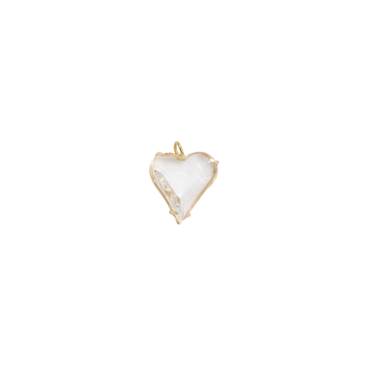 Gold Framing Glass Heart Pendant Charm
