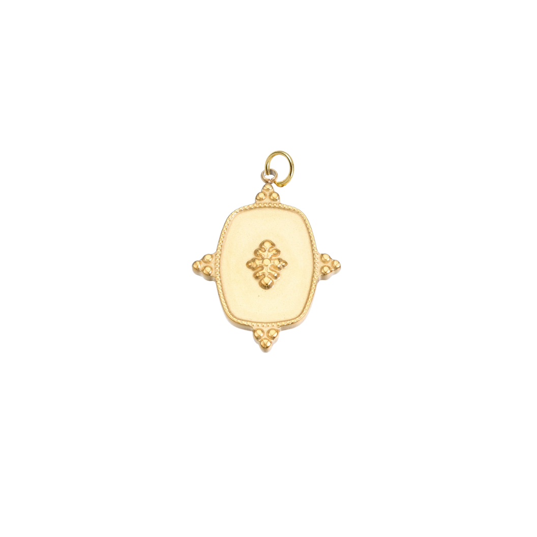 Gold Regal Crest Charm | Waterproof Stainless Steel on transparent background 