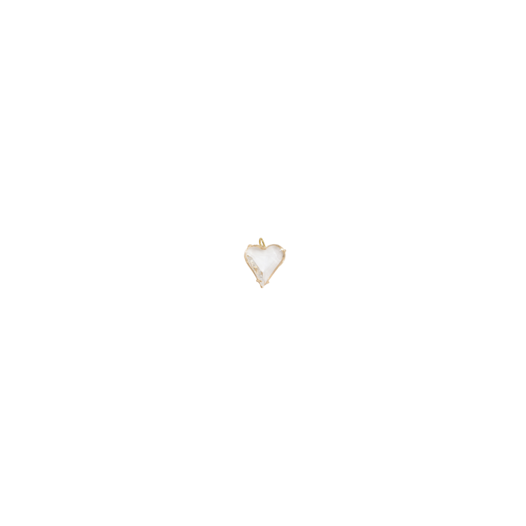 Gold Framing Glass Heart Pendant Charm