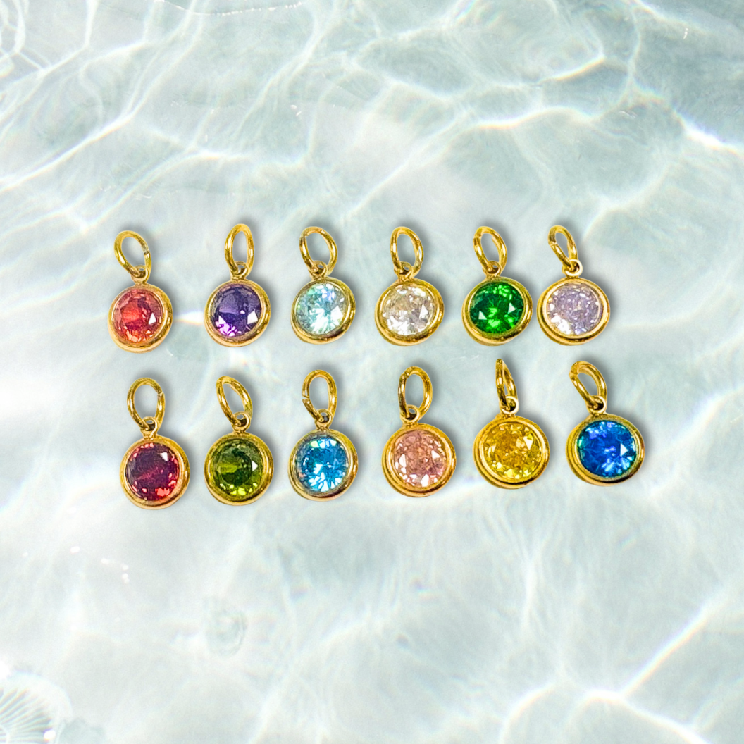 Gold Birthstone Charm | Waterproof Stainless Steel Charms