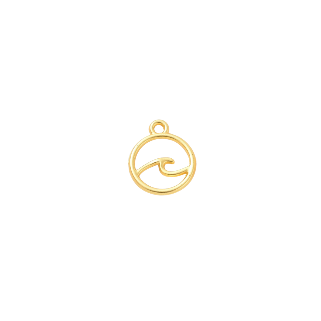 Gold summer wave charm on white background 