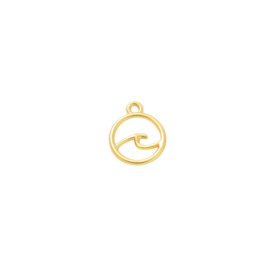 Gold summer wave charm on white background 