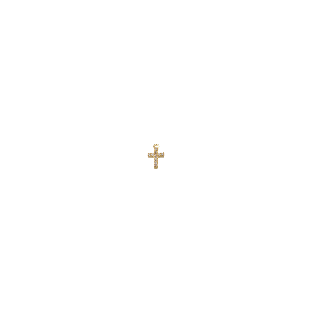 Gold Dainty Crystal Cross Charm