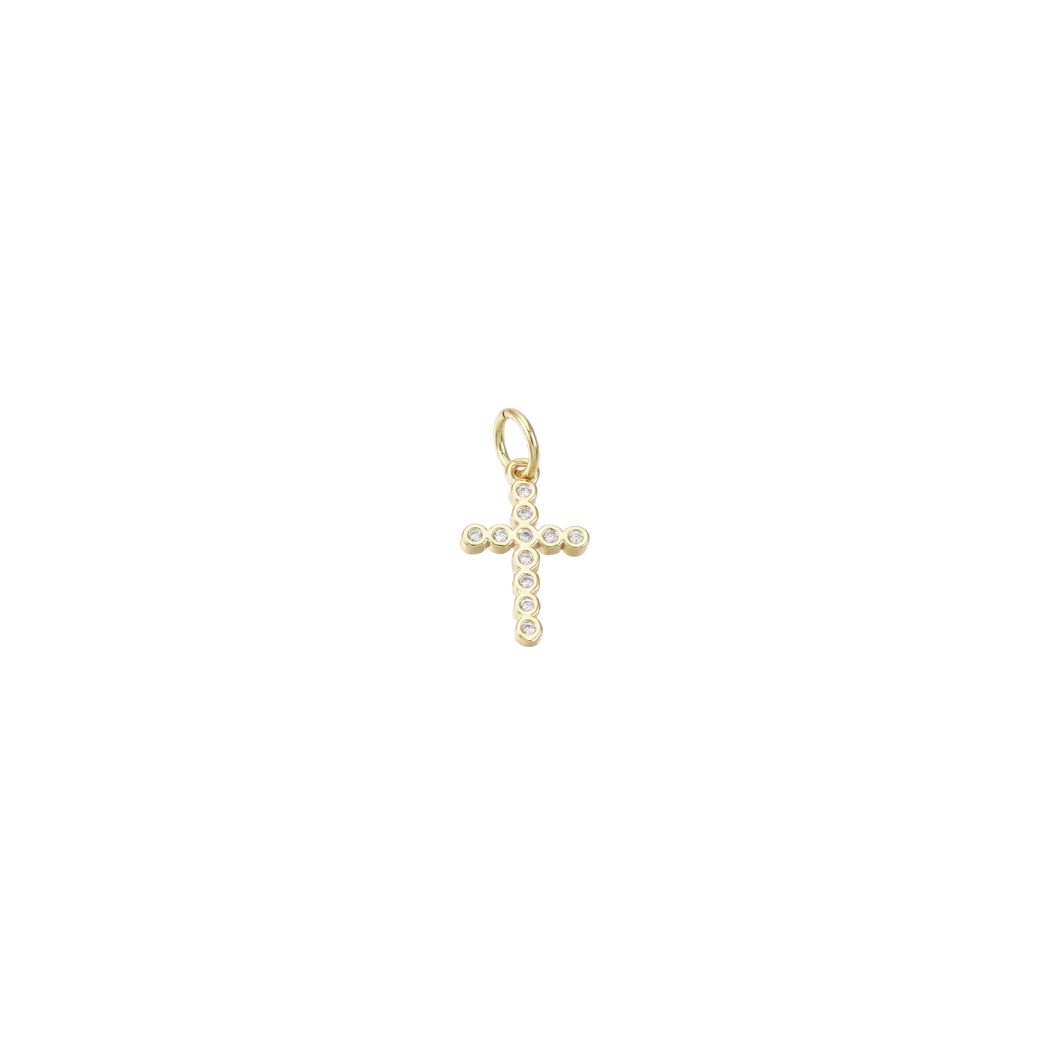 Gold Pavé Cross Charm