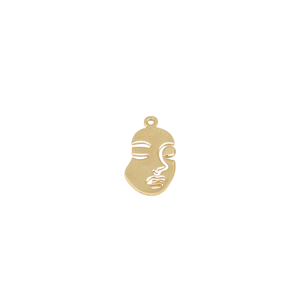 Gold Abstract Face Charm