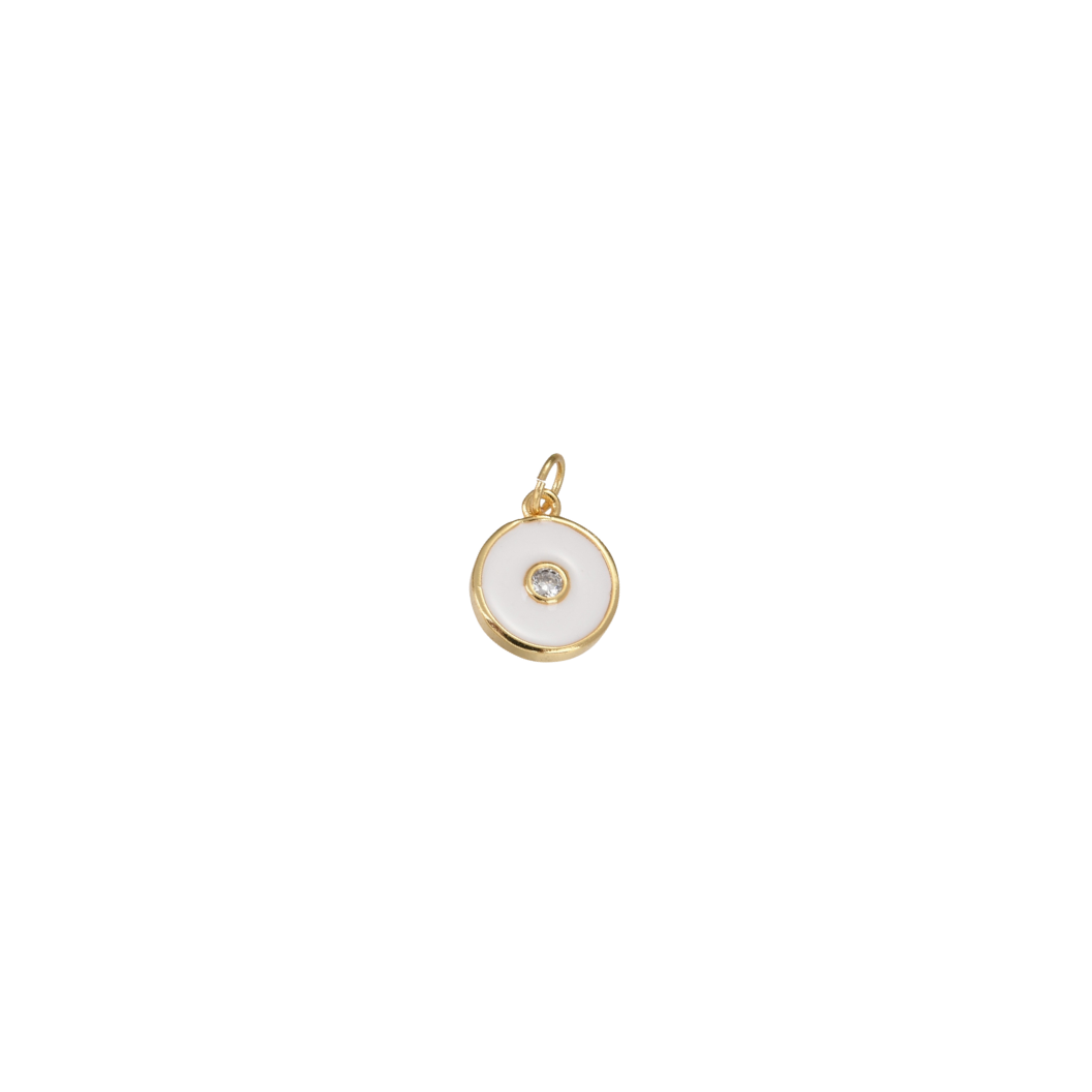 Gold 'Subtle Bling' - Round Color Disc with Cubic Zirconia Center Charm