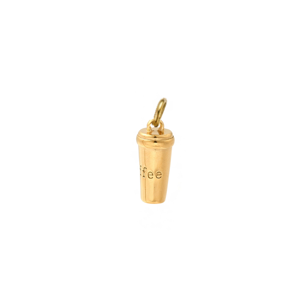 Gold Coffee Cup Charm | Waterproof Stainless Steel