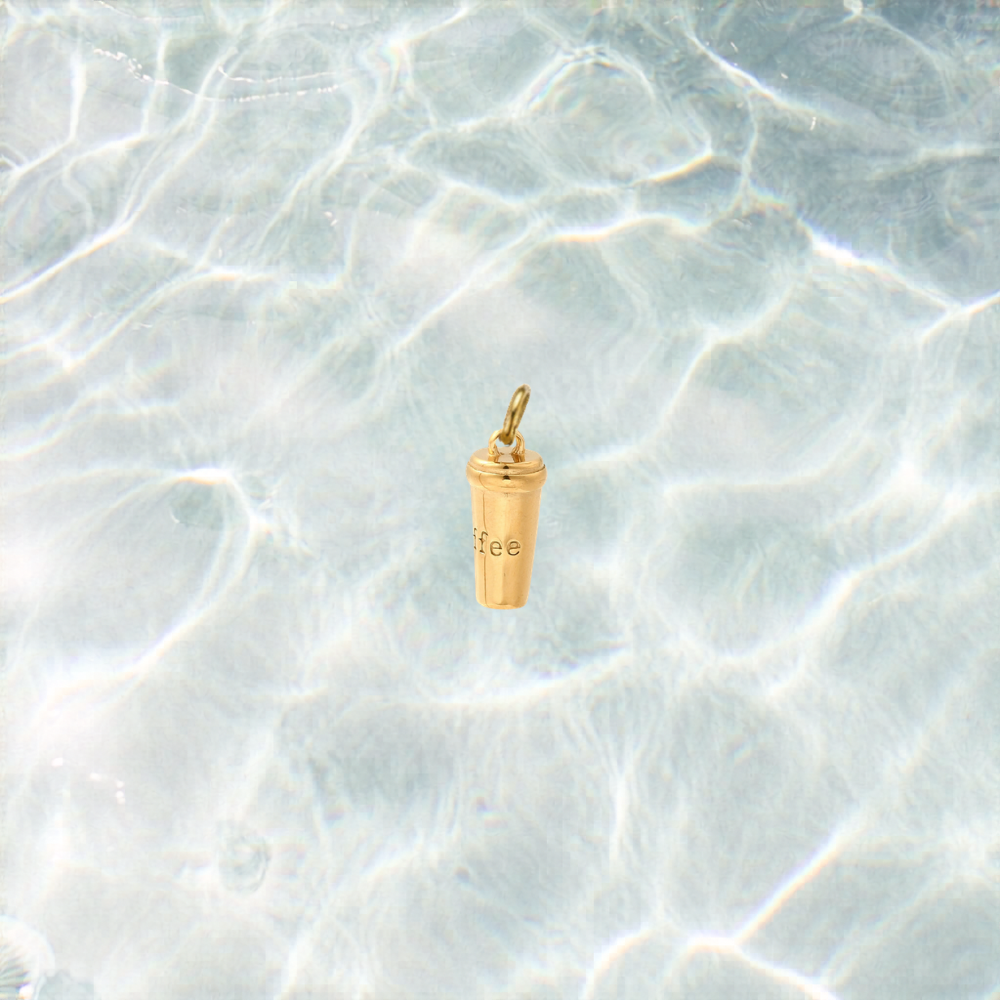 Gold Coffee Cup Charm | Waterproof Stainless Steel