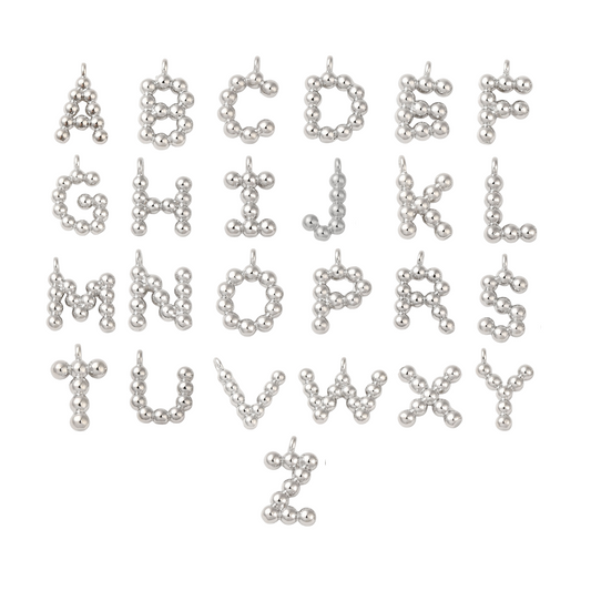 Front view of the Silver Textured Mini Initial Letter | Alphabet Charm Set