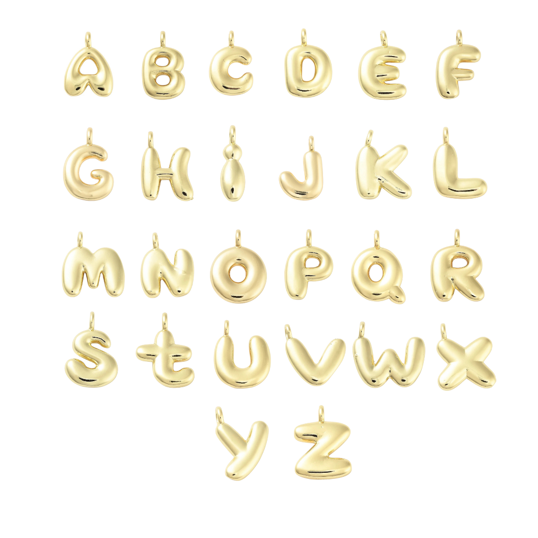 Gold Bubble Initial Letter | Alphabet Charm Set