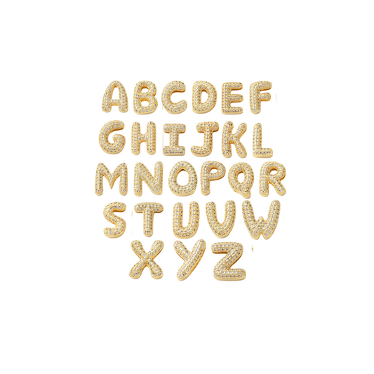 Gold Mini Rhinestone Slider Bubble Initial Letter | Alphabet Charm Set