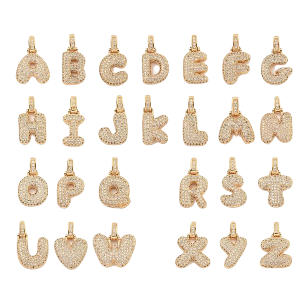 Light Gold Rhinestone Bubble Initial Letter | Alphabet Charm Set