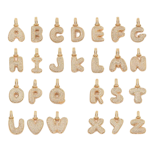 Light Gold Rhinestone Bubble Initial Letter | Alphabet Charm Set