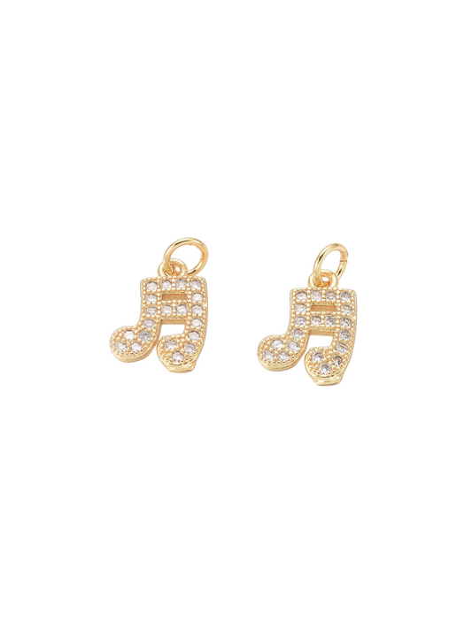 Gold Cubic Zirconia Musical Note Charm