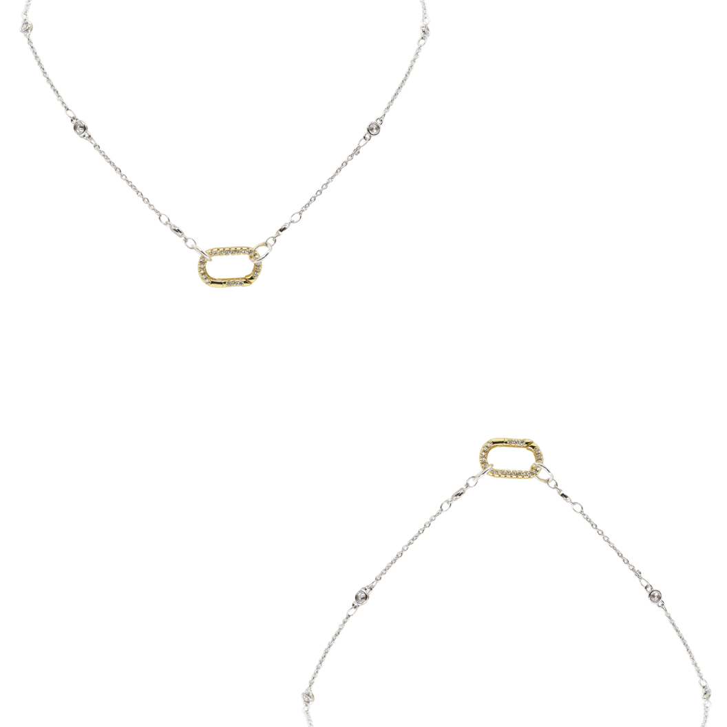 Silver Sophie Necklace with Gold Blair Carabiner