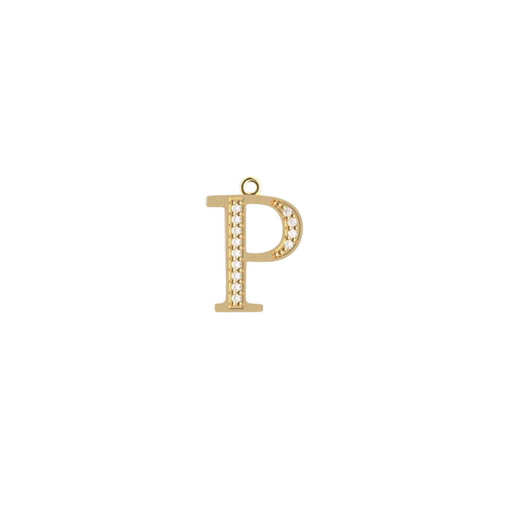 Gold CZ Greek Life "Rho" Charm