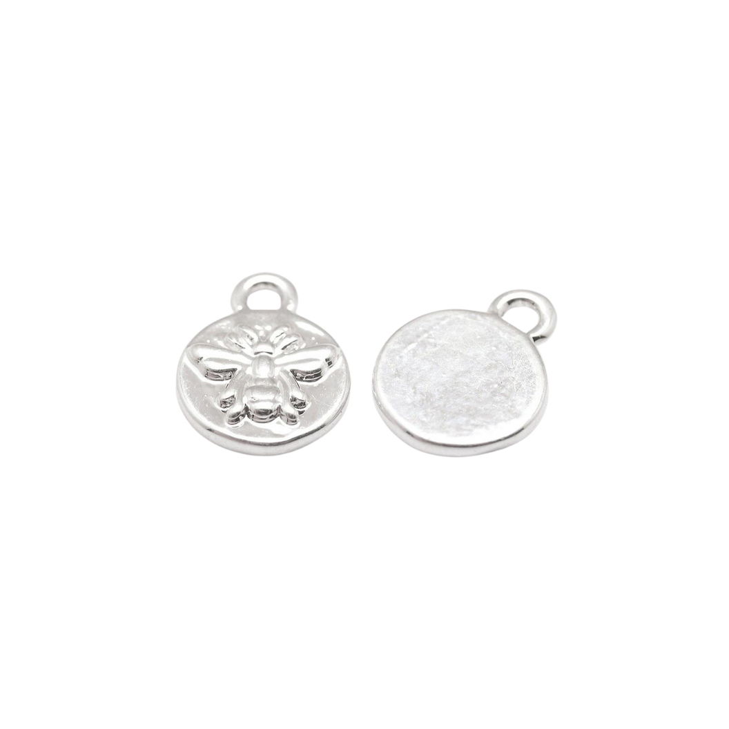 Silver Round Bee Charm