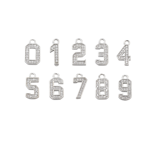 Silver Pave Number Charm | Number Set 