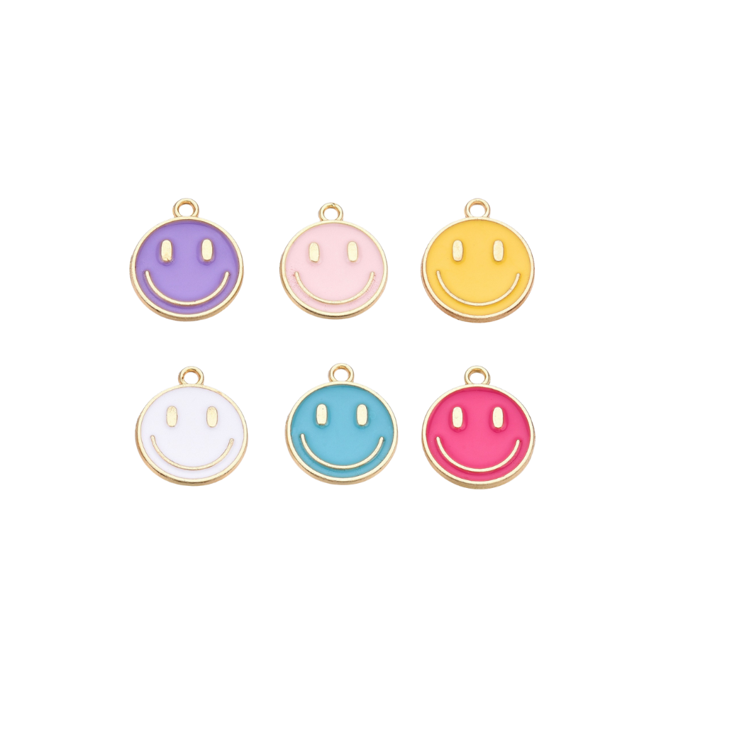 Transparent Gold Large Smiley Face Charms | Assorted