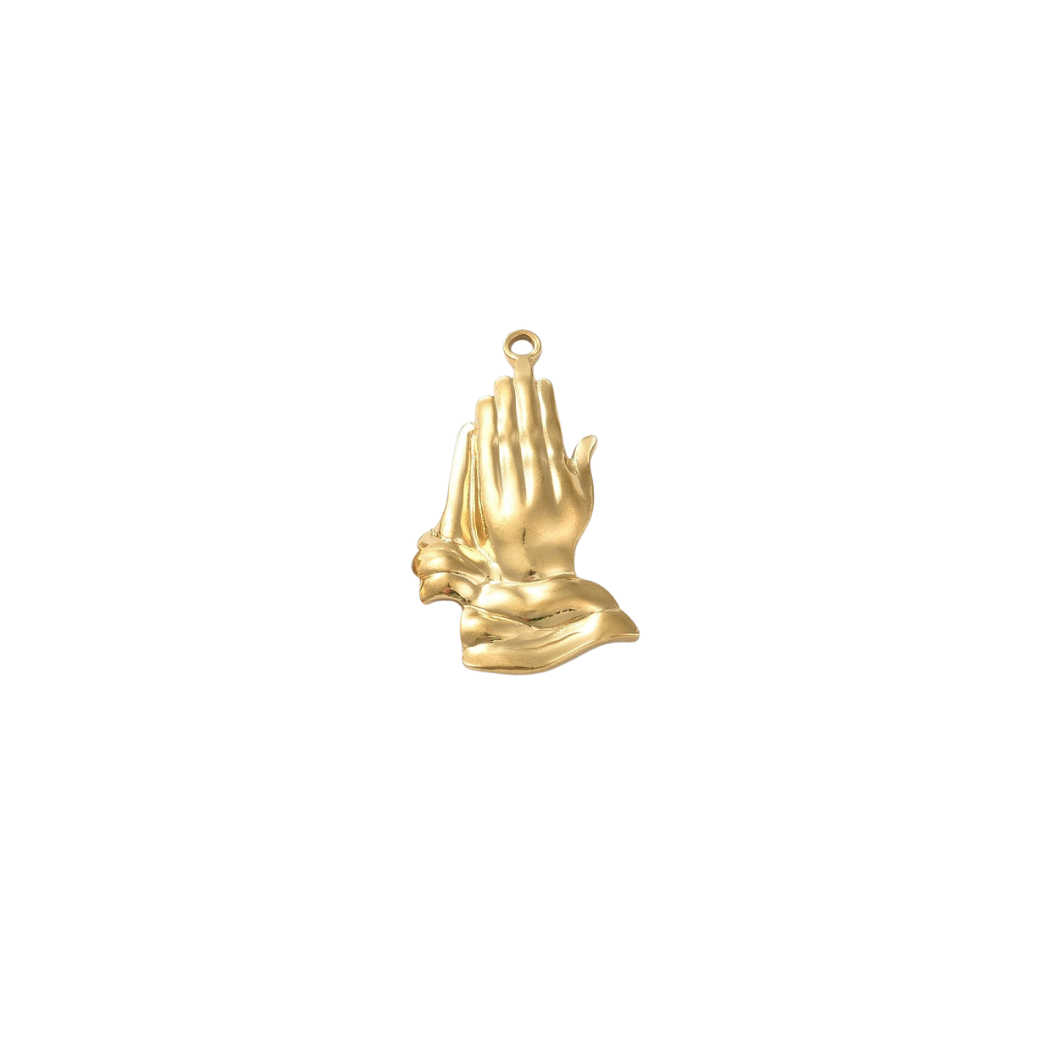 Transparent Gold Praying Hands Charm