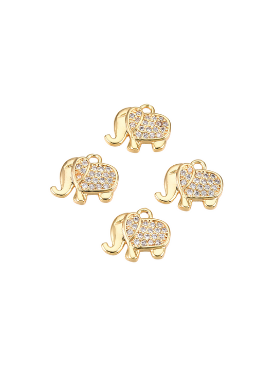 *Gold Micro Pave Cubic Zirconia Elephant Charm