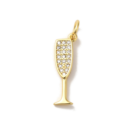 Gold Cubic Zirconia Champagne Flute