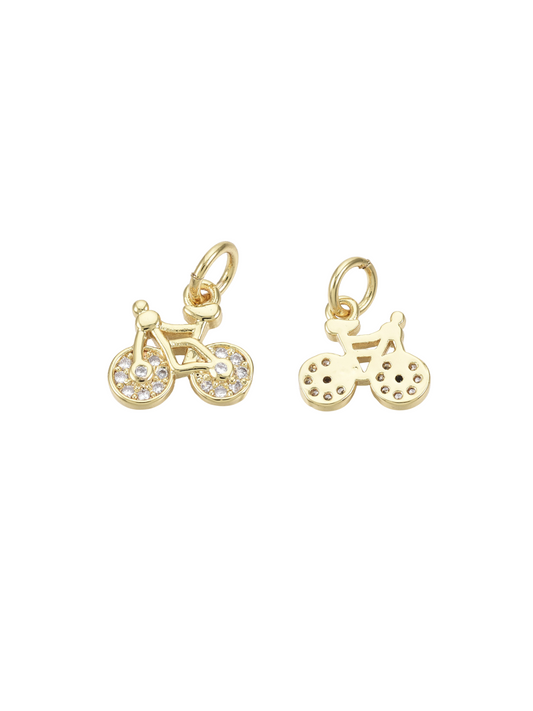 * Gold Micro Pave Cubic Zirconia Bike Charm