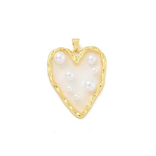 Gold Pearl Studded Heart