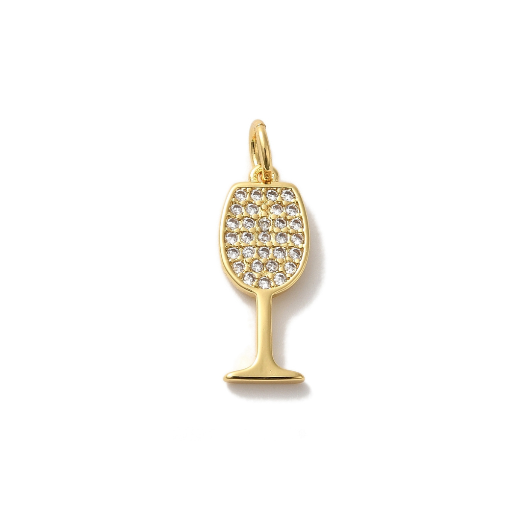 *Gold CZ Wine Glass