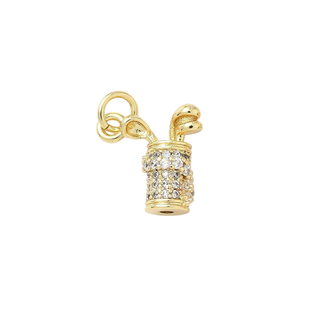 Gold Glitz Golf Bag with Cubic Zirconia Charm