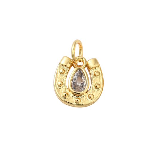 Gold Studded Horseshoe Charm